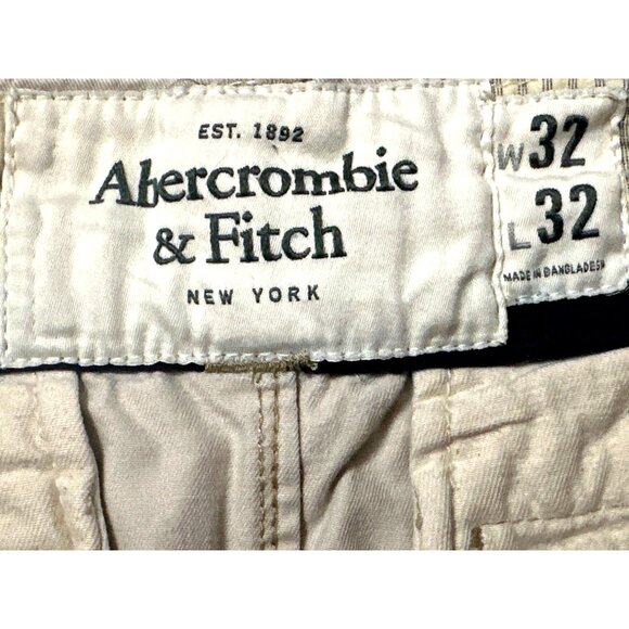 Abercrombie Fitch Size 32 Tan Cargo Pants Khaki Straight Fit Button Fly Trousers - Picture 7 of 13